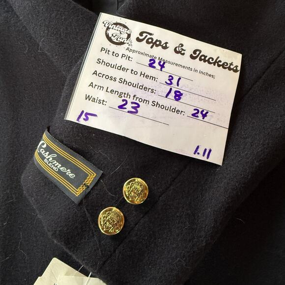 Dumas Cashmere Blend Black Blazer Women’s 14 NWT Made in USA Wool Jacket 80s - Picture 14 of 14